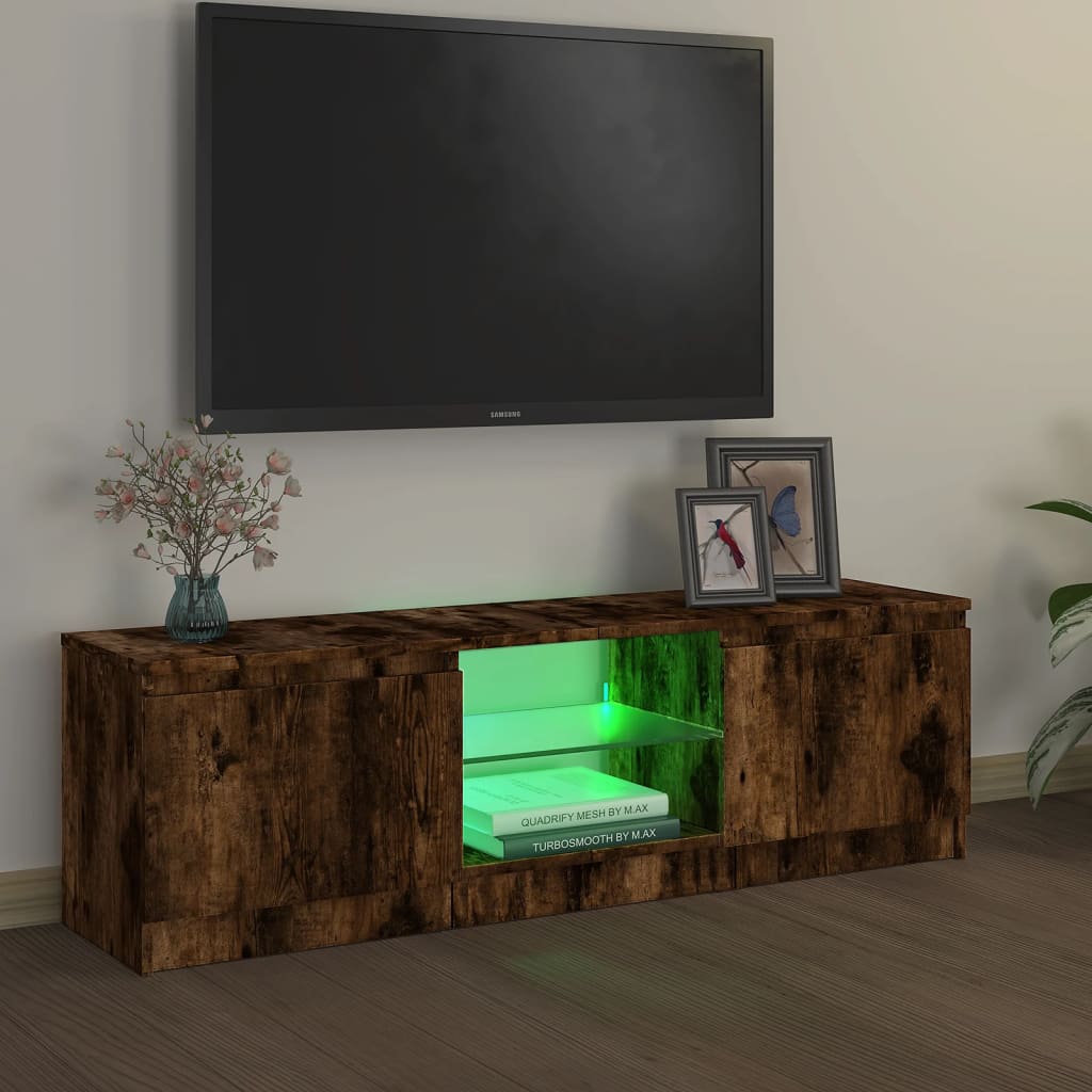 TV-Schrank mit LED-Leuchten Räuchereiche 120x30x35,5 cm