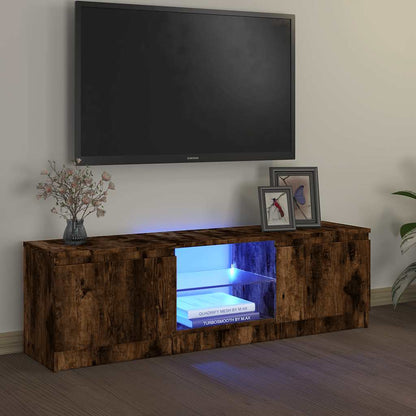 TV-Schrank mit LED-Leuchten Räuchereiche 120x30x36 cm