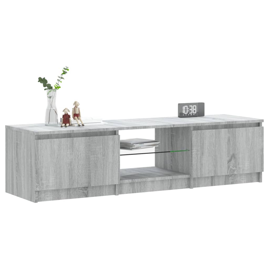 TV-Schrank mit LED-Leuchten Grau Sonoma 140x40x35,5 cm