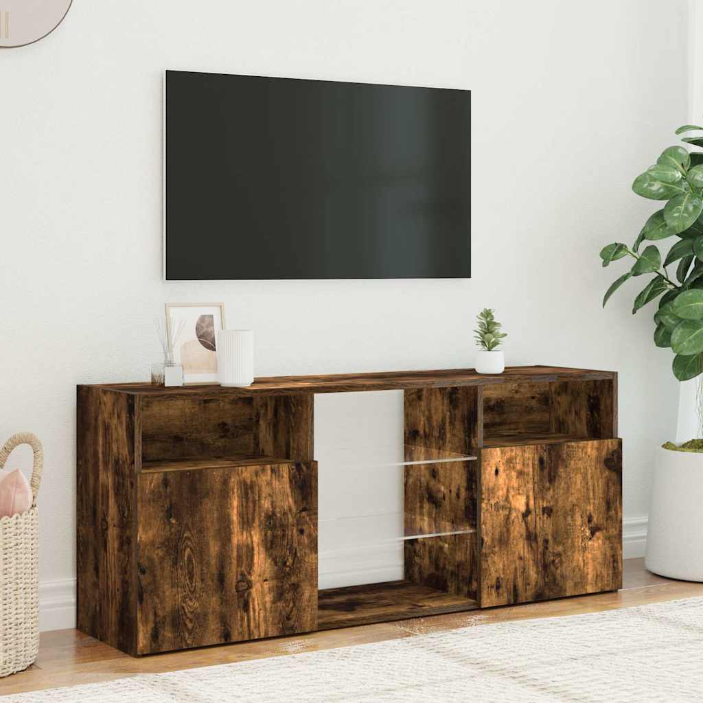 TV-Schrank mit LED-Leuchten Räuchereiche 120x30x50 cm