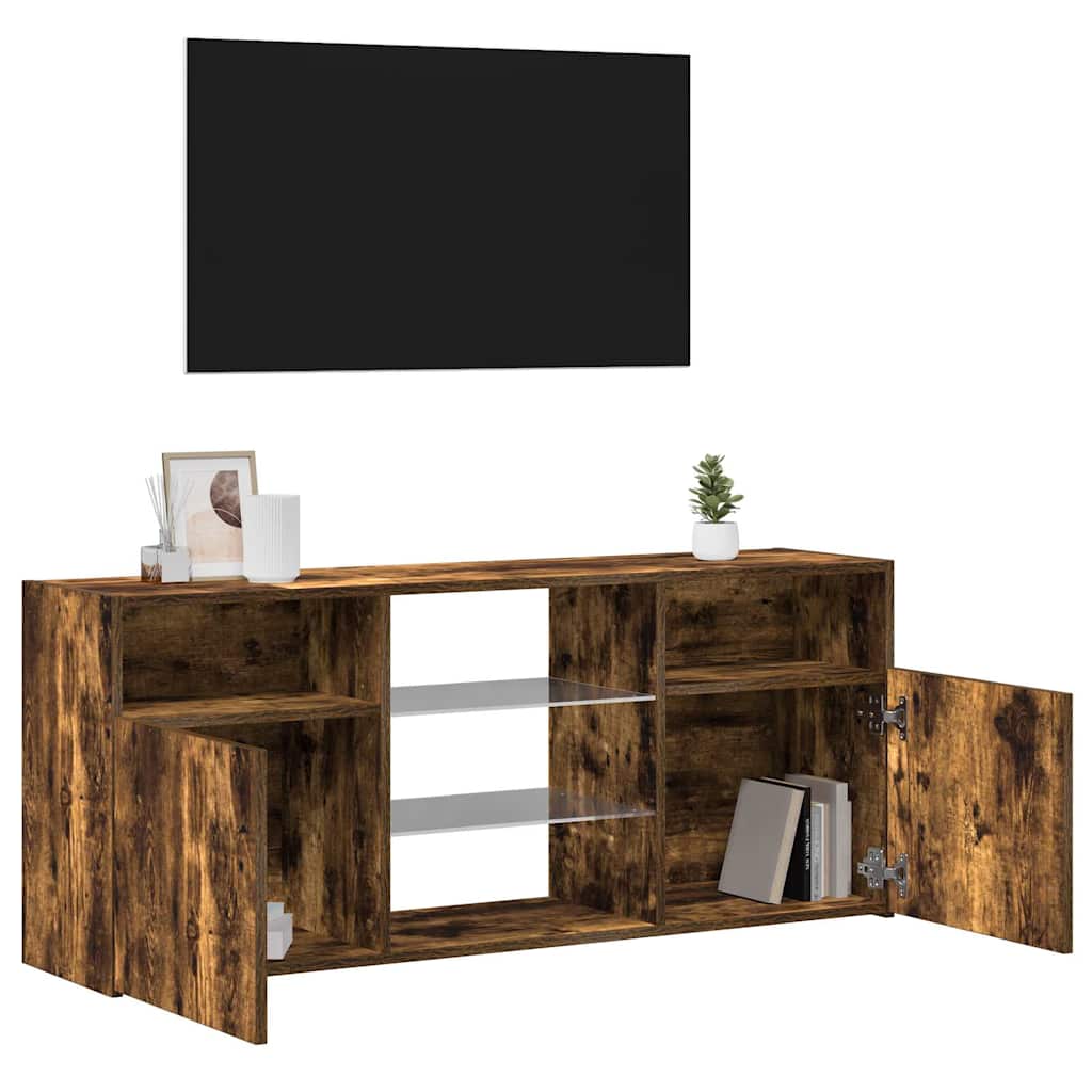TV-Schrank mit LED-Leuchten Räuchereiche 120x30x50 cm