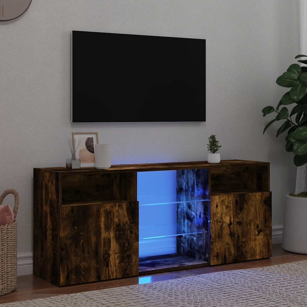 TV-Schrank mit LED-Leuchten Räuchereiche 120x30x50 cm