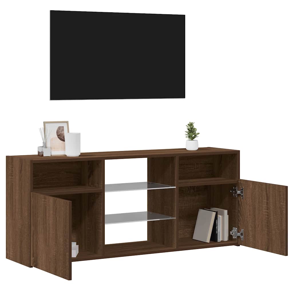 TV-Schrank mit LED-Leuchten Braun Eichen-Optik 120x30x50 cm