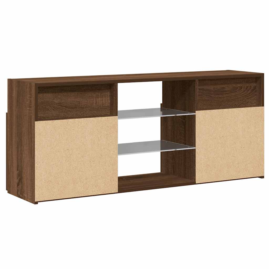TV-Schrank mit LED-Leuchten Braun Eichen-Optik 120x30x50 cm