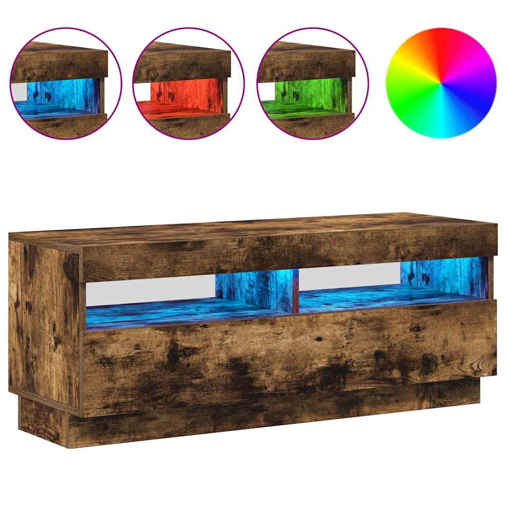 TV-Schrank mit LED-Leuchten Räuchereiche 100x35x40 cm