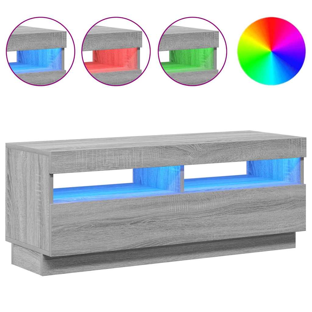 TV-Schrank mit LED-Leuchten Grau Sonoma 100x35x40 cm