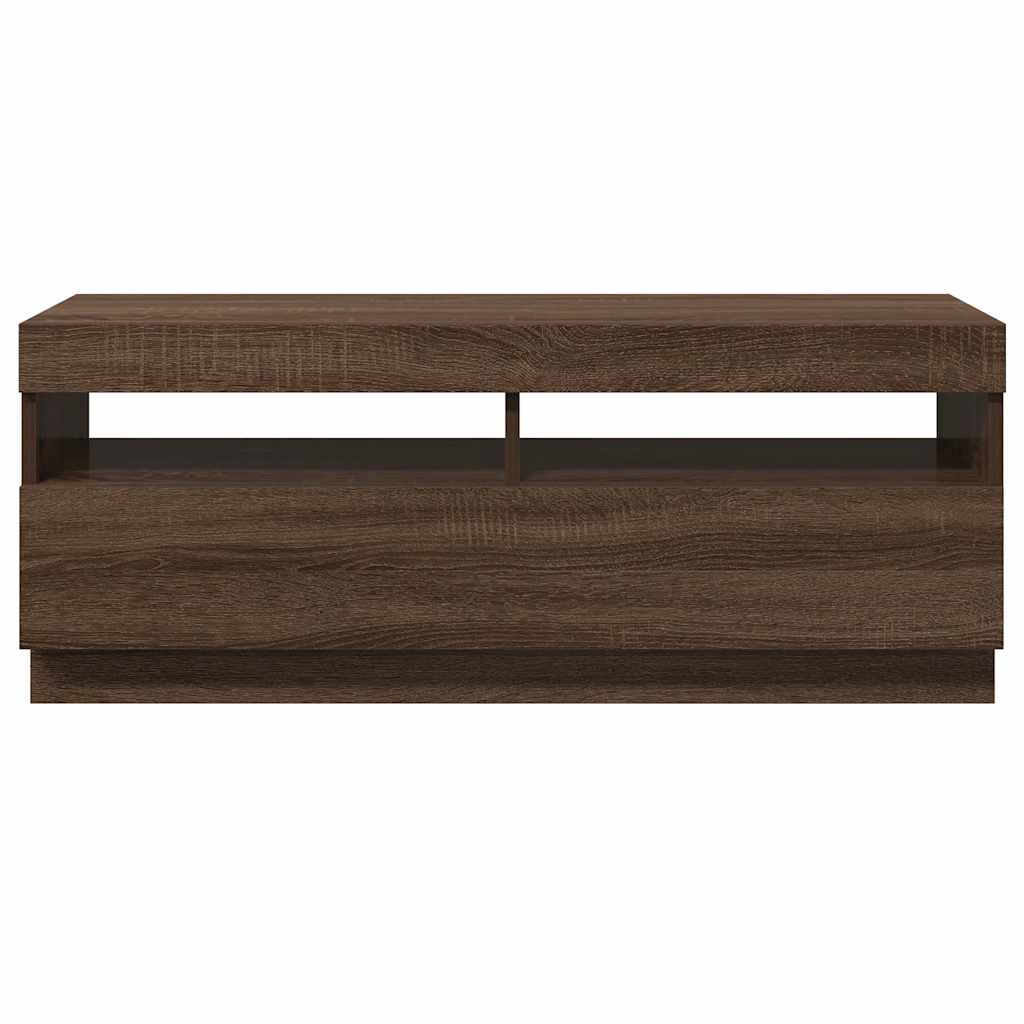 TV-Schrank mit LED-Leuchten Braun Eichen-Optik 100x35x40 cm