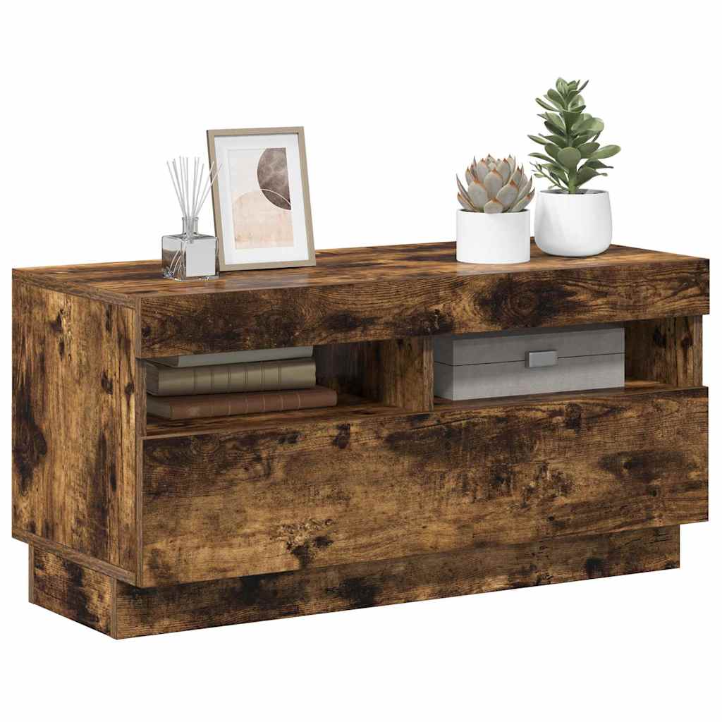 TV-Schrank mit LED-Leuchten Räuchereiche 80x35x40 cm