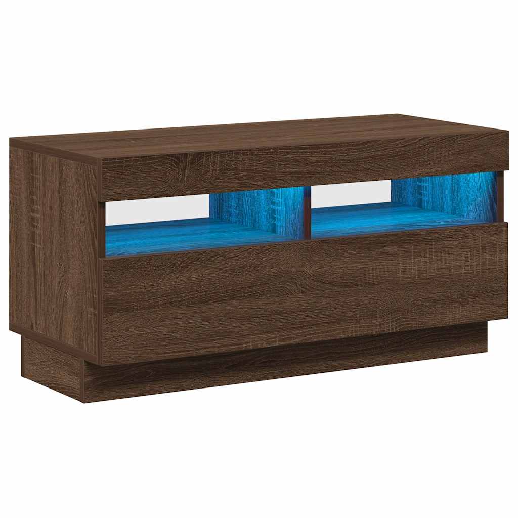 TV-Schrank mit LED-Leuchten Braun Eichen-Optik 80x35x40 cm