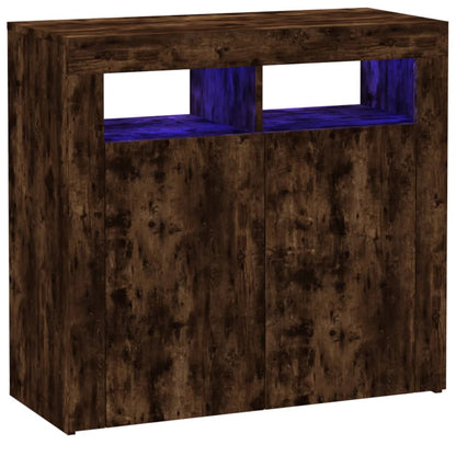 Sideboard mit LED-Beleuchtung Räuchereiche 80x35x75 cm