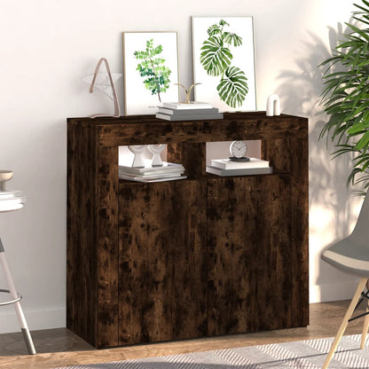 Sideboard mit LED-Beleuchtung Räuchereiche 80x35x75 cm