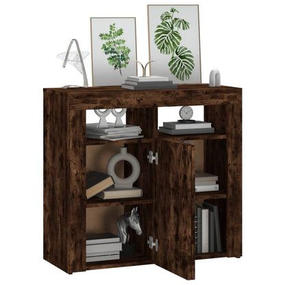 Sideboard mit LED-Beleuchtung Räuchereiche 80x35x75 cm