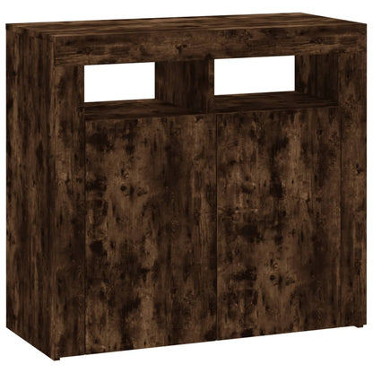Sideboard mit LED-Beleuchtung Räuchereiche 80x35x75 cm