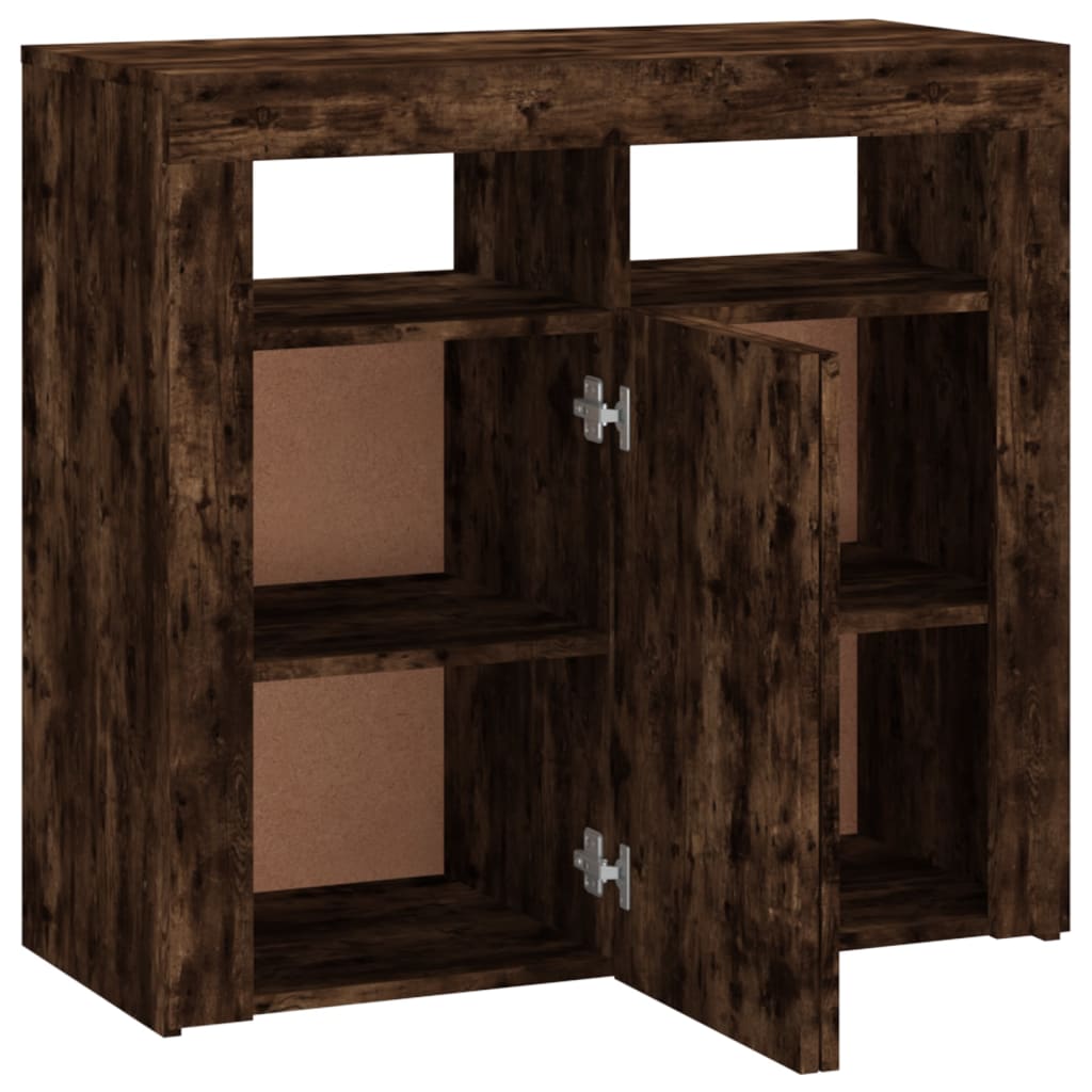 Sideboard mit LED-Beleuchtung Räuchereiche 80x35x75 cm