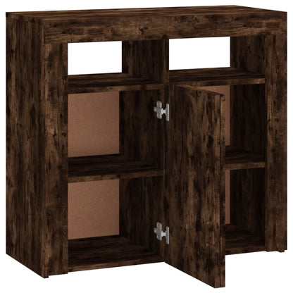 Sideboard mit LED-Beleuchtung Räuchereiche 80x35x75 cm