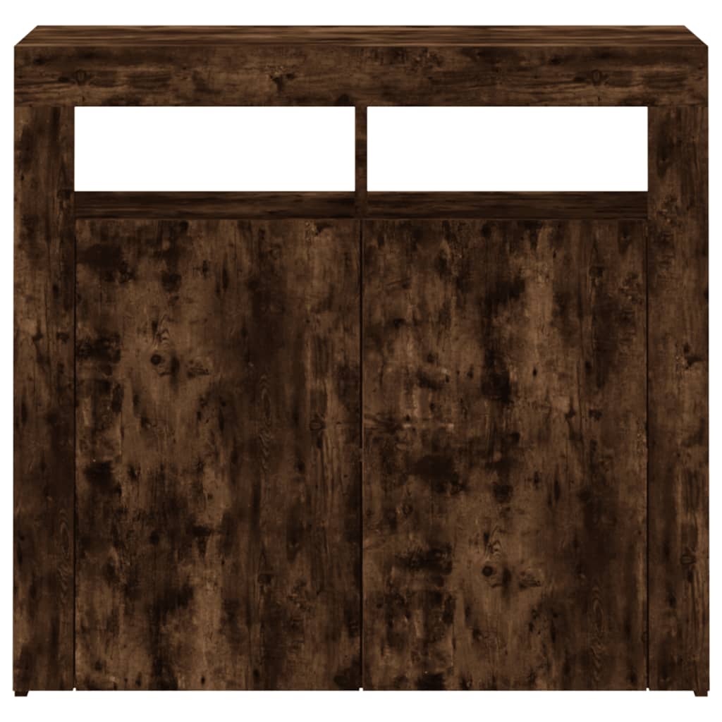 Sideboard mit LED-Beleuchtung Räuchereiche 80x35x75 cm