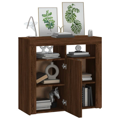 Sideboard mit LED-Beleuchtung Braun Eichen-Optik 80x35x75 cm