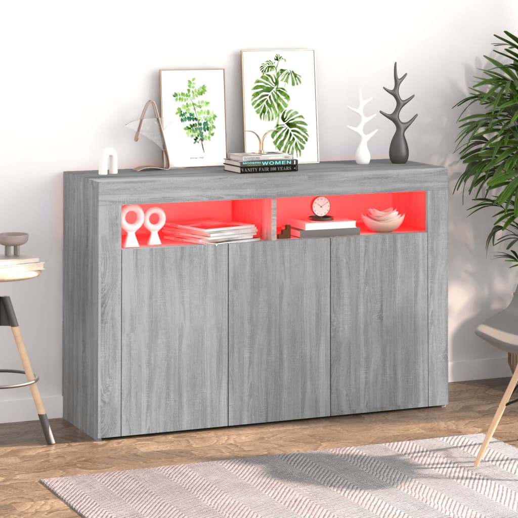 Sideboard mit LED-Beleuchtung Grau Sonoma 115,5x30x75 cm