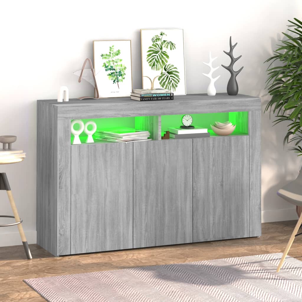 Sideboard mit LED-Beleuchtung Grau Sonoma 115,5x30x75 cm