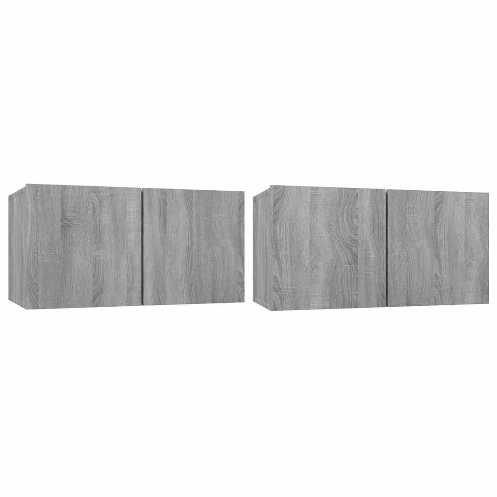 TV-Wandschrank Grau Sonoma 2 Stk. 60x30x30 cm Holzwerkstoff