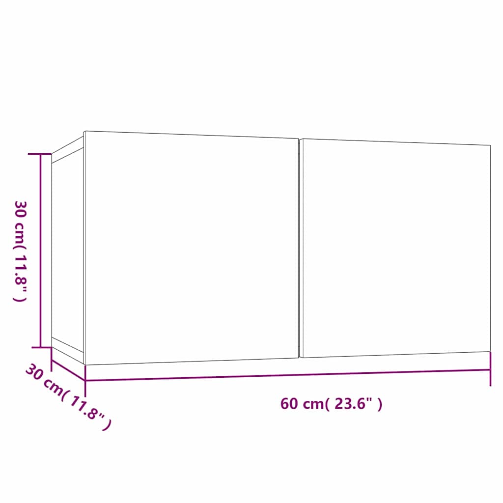 TV-Wandschrank Grau Sonoma 2 Stk. 60x30x30 cm Holzwerkstoff