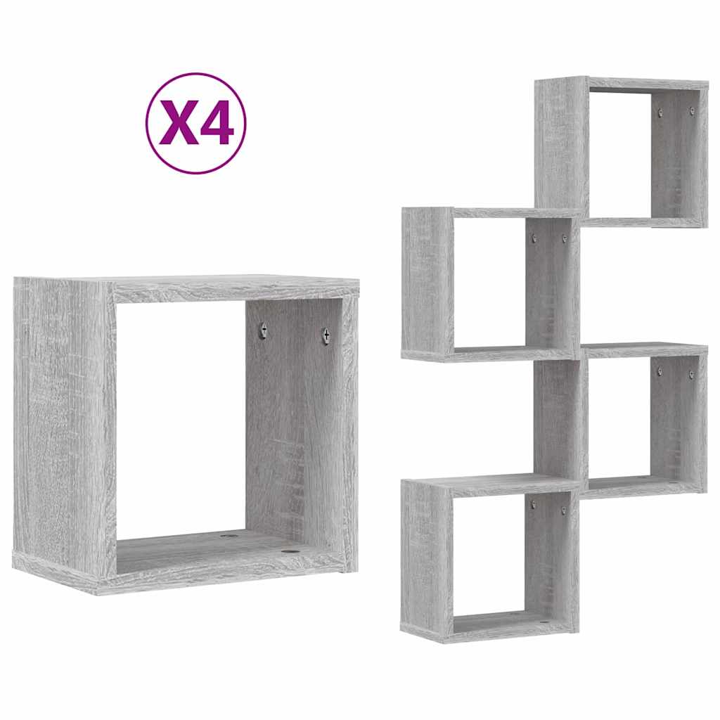 Wandregale 4 pcs Grau 26 x 15 x 26 cm Holzwerkstoff