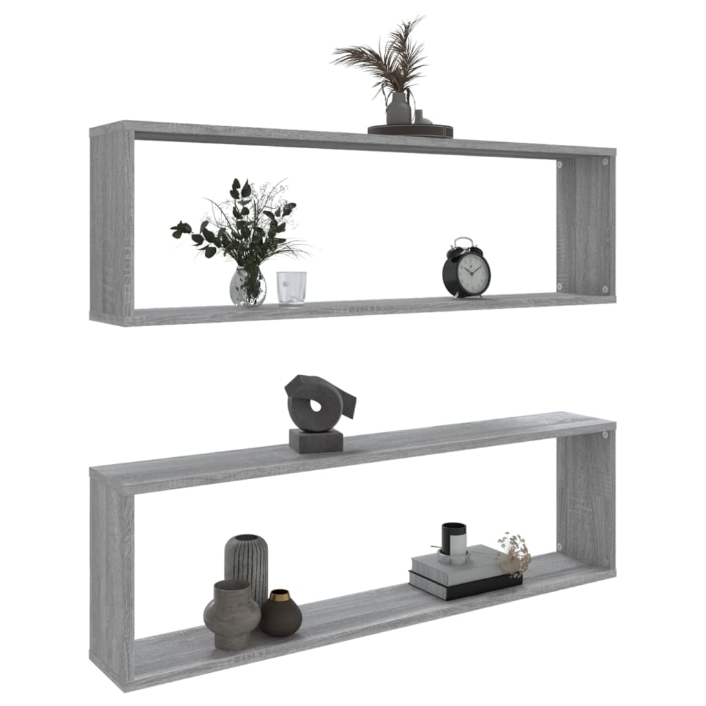 Wandregale 2 Stk. Grau Sonoma 100x15x30 cm Holzwerkstoff