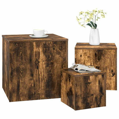 Beistelltische 3 Stk. Räuchereiche Holzwerkstoff