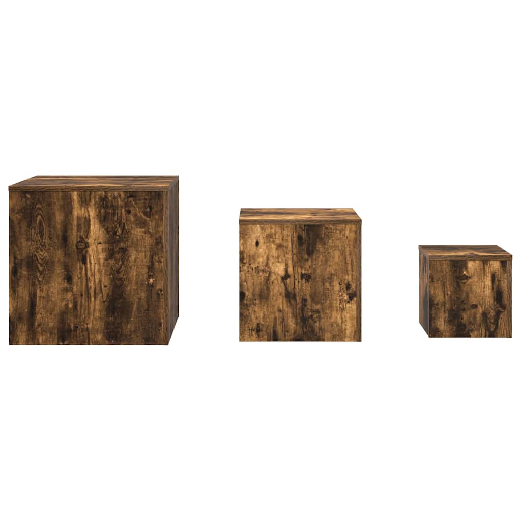 Beistelltische 3 Stk. Räuchereiche Holzwerkstoff