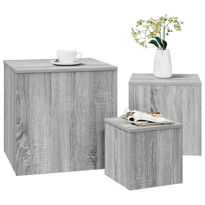 Beistelltische 3 Stk. Grau Sonoma Holzwerkstoff