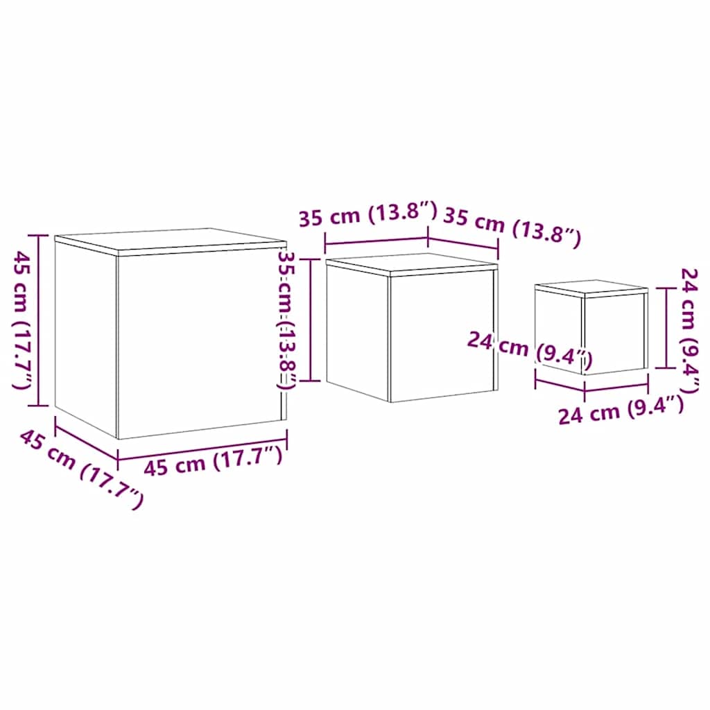 Beistelltische 3 Stk. Braun Eichen-Optik Holzwerkstoff