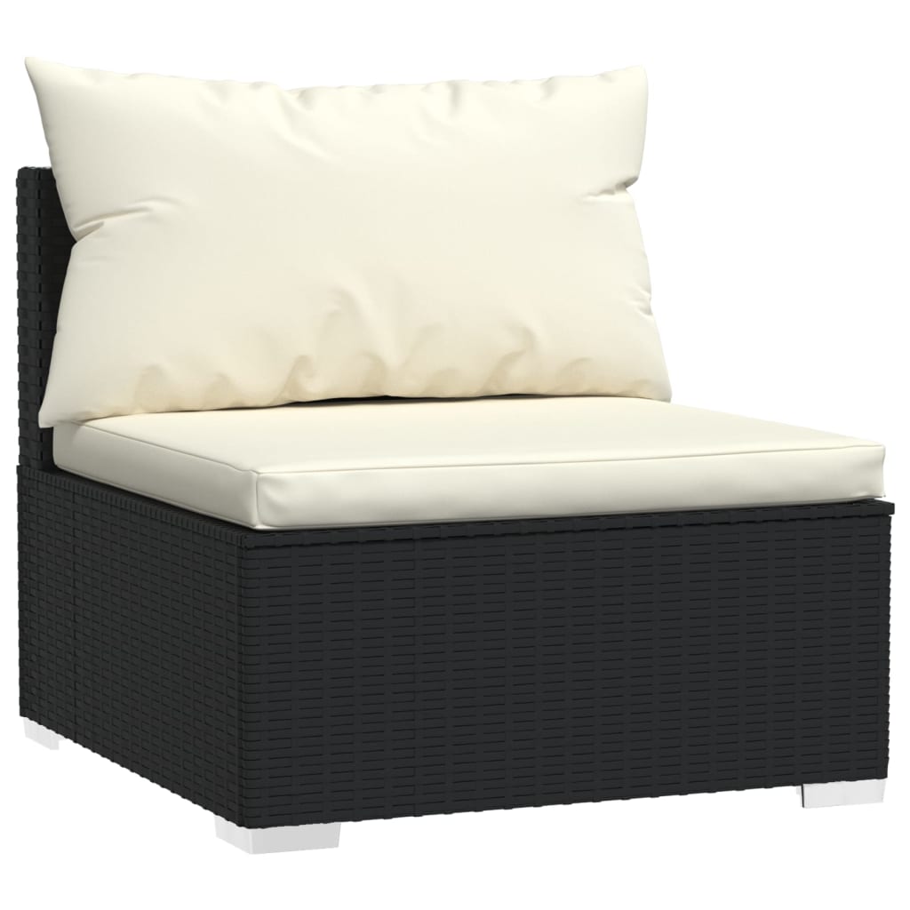 6-tlg. Garten-Lounge-Set mit Kissen Poly Rattan Schwarz