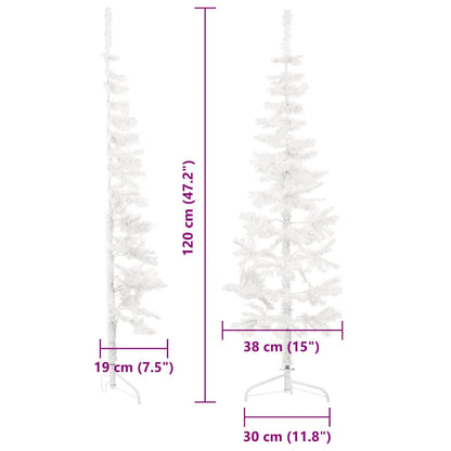 Künstlicher Halb-Weihnachtsbaum mit Ständer Schlank Weiß 120 cm