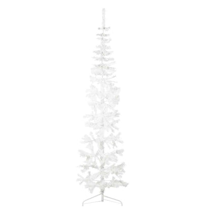 Künstlicher Halb-Weihnachtsbaum mit Ständer Schlank Weiß 210 cm