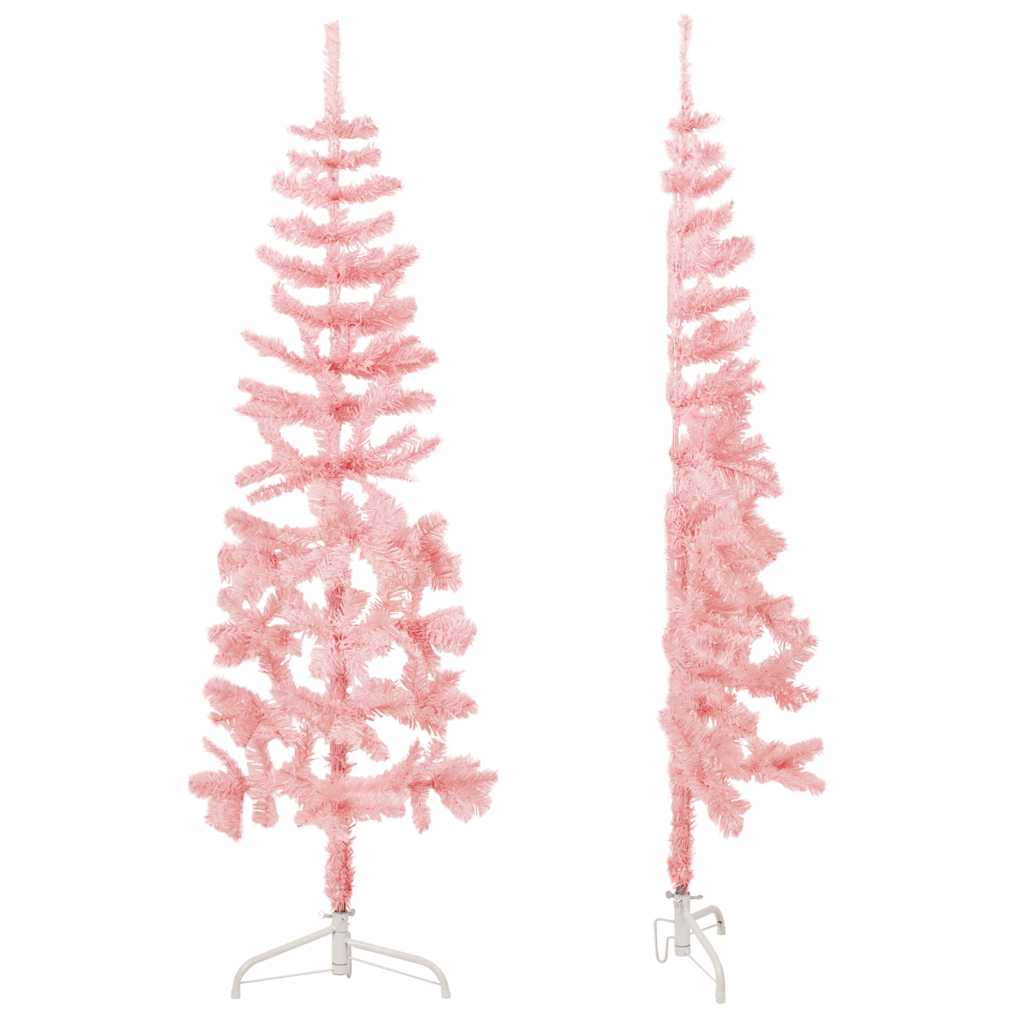 Künstlicher Halb-Weihnachtsbaum mit Ständer Schlank Rosa 150 cm