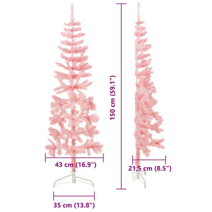 Künstlicher Halb-Weihnachtsbaum mit Ständer Schlank Rosa 150 cm