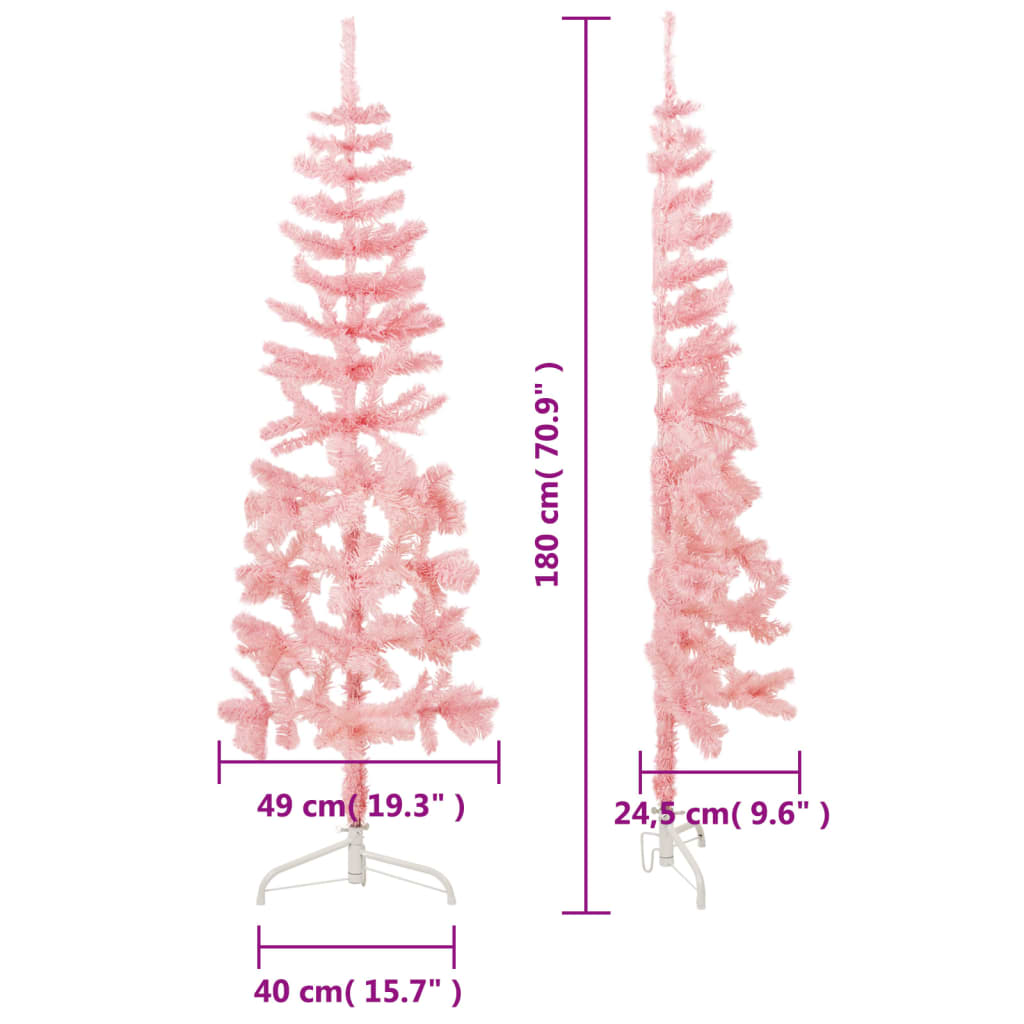 Künstlicher Halb-Weihnachtsbaum mit Ständer Schlank Rosa 180 cm