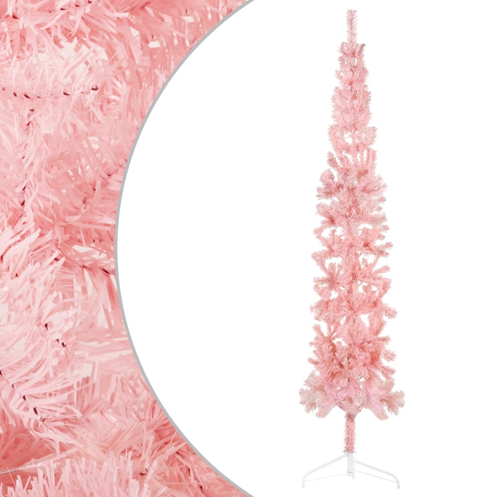 Künstlicher Halb-Weihnachtsbaum mit Ständer Schlank Rosa 240 cm