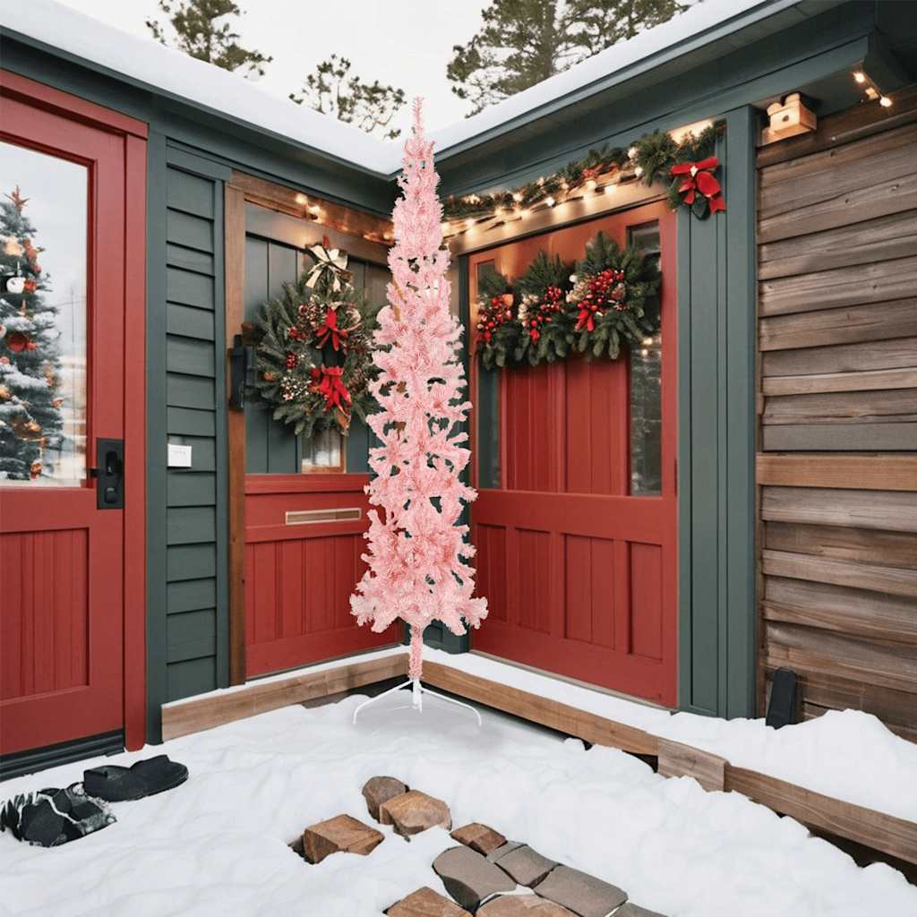 Künstlicher Halb-Weihnachtsbaum mit Ständer Schlank Rosa 240 cm