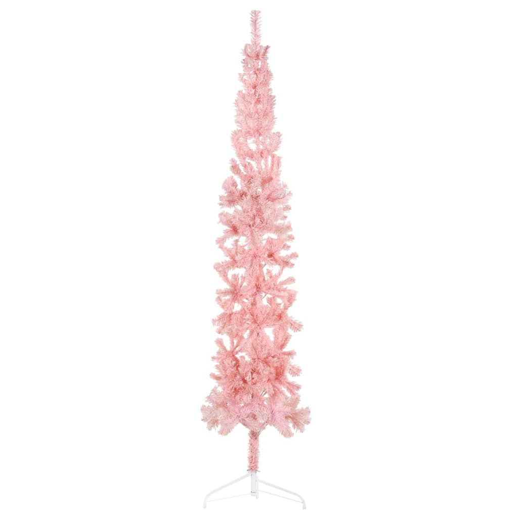 Künstlicher Halb-Weihnachtsbaum mit Ständer Schlank Rosa 240 cm