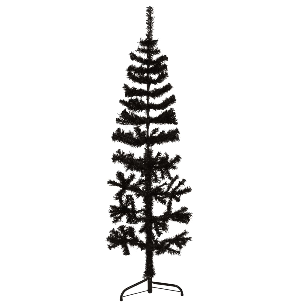 Künstlicher Halb-Weihnachtsbaum Ständer Schlank Schwarz 150 cm