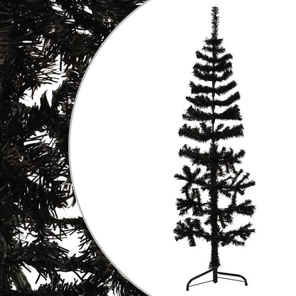 Künstlicher Halb-Weihnachtsbaum Ständer Schlank Schwarz 150 cm