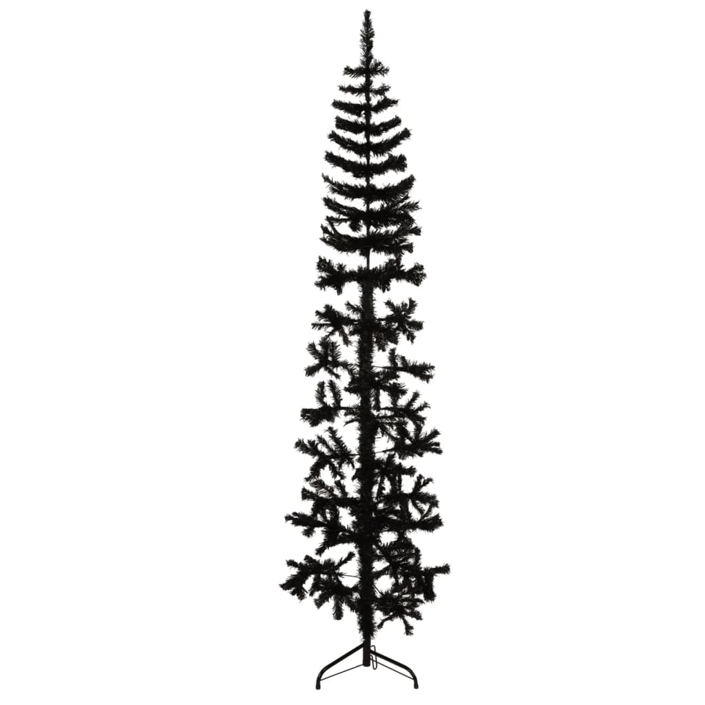 Künstlicher Halb-Weihnachtsbaum Ständer Schlank Schwarz 180 cm