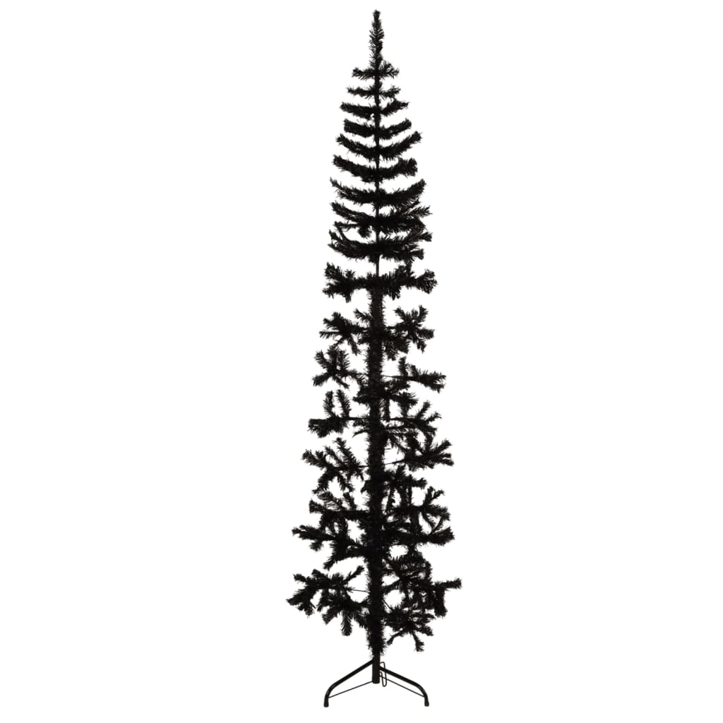 Künstlicher Halb-Weihnachtsbaum Ständer Schlank Schwarz 240 cm