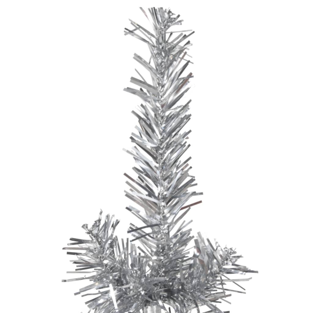 Künstlicher Halb-Weihnachtsbaum Ständer Schlank Silbern 240 cm