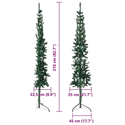 Künstlicher Halb-Weihnachtsbaum mit Ständer Schlank Grün 210 cm
