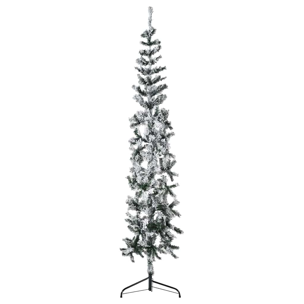 Künstlicher Halb-Weihnachtsbaum mit Schnee Schlank 210 cm