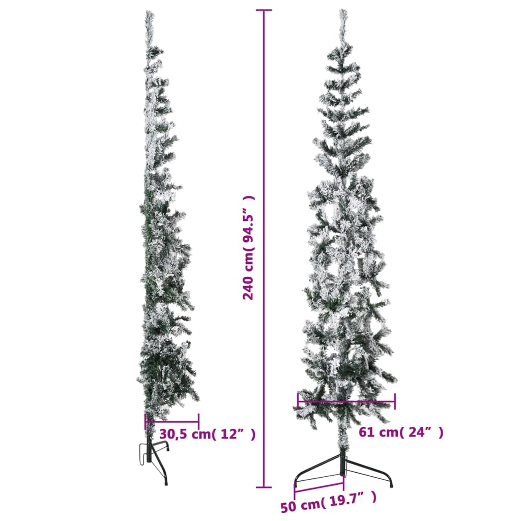 Künstlicher Halb-Weihnachtsbaum mit Schnee Schlank 240 cm