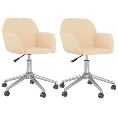 Esszimmerstühle 2 Stk. Drehbar Creme Stoff