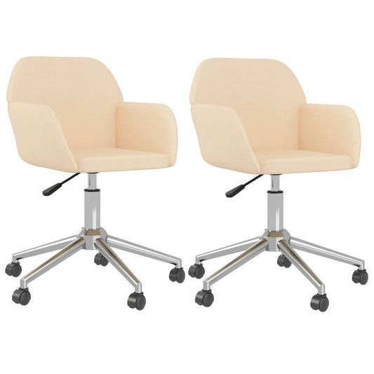 Esszimmerstühle 2 Stk. Drehbar Creme Stoff
